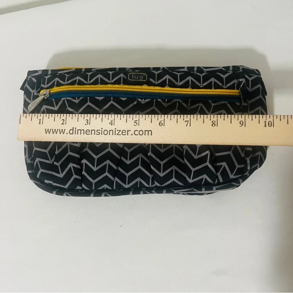 Lug Kids Organizer Pouch Black and Gray Geometric Chevron Pouch Yellow Zipper